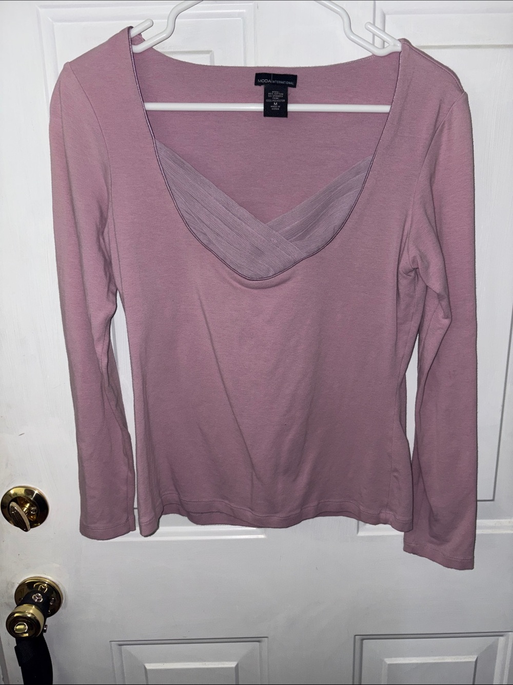 Moda International Dusty Rose Long-Sleeve Scoop Neck Top